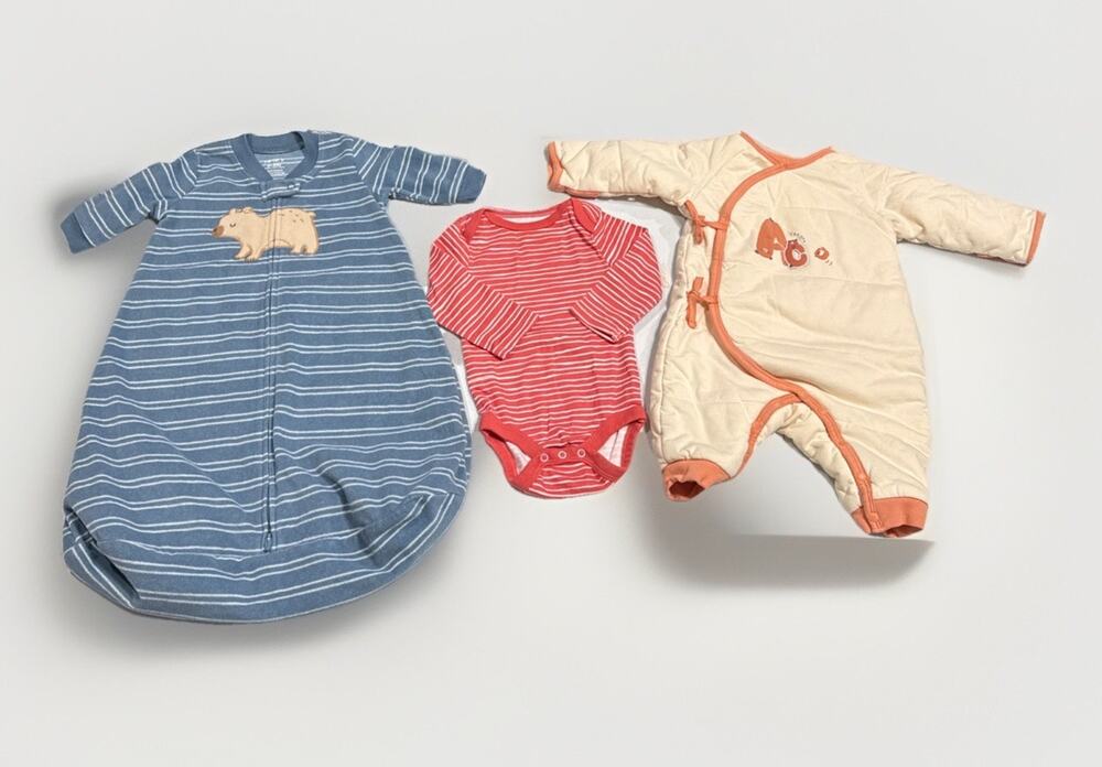 Baby Boy Clothes 0-3M Lined One Piece Footlees, Sleep sack , Bodysuit Mix Brand